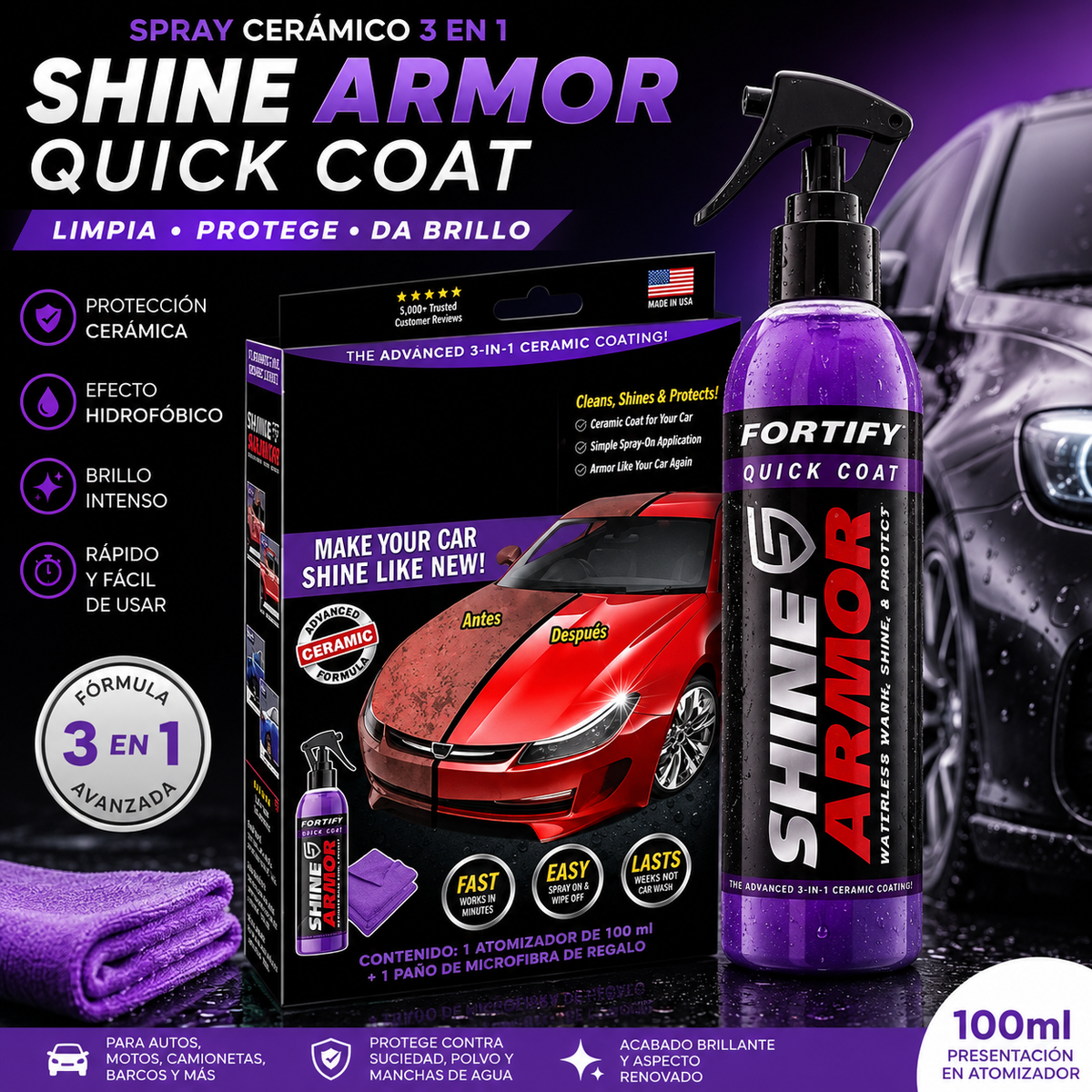 SHINE ARMOR | Spray De Revestimiento Céramico Carro