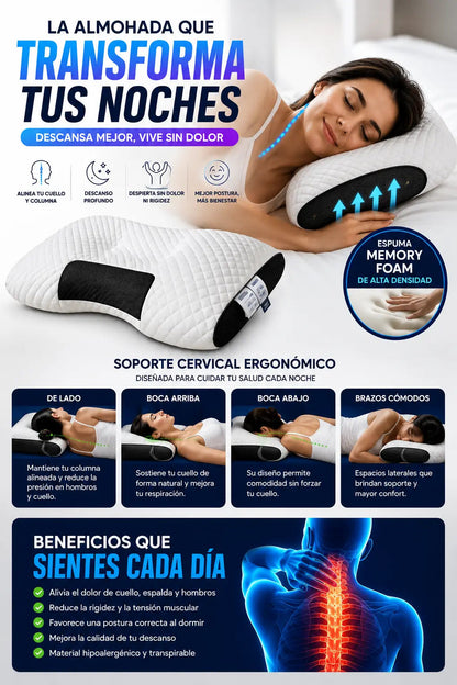 Almohada Ortopédica CerviRest Pro + MANUAL PARA DORMIR ✨
