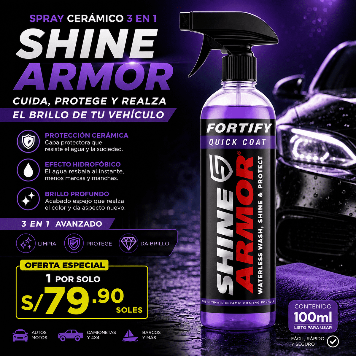 SHINE ARMOR | Spray De Revestimiento Céramico Carro